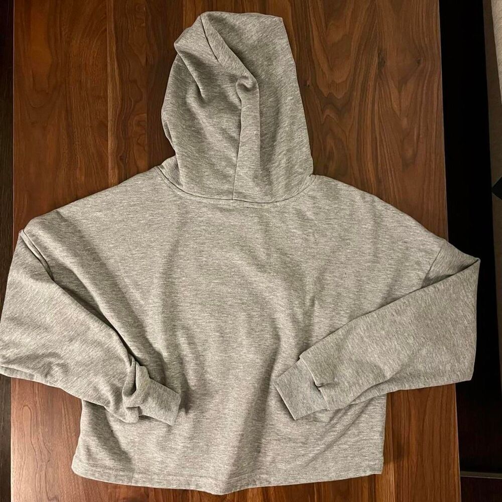 Bebe Sport Y2K Rhinestone Bedazzled Cropped Hoodie Grey Medium - Picture 2 of 5